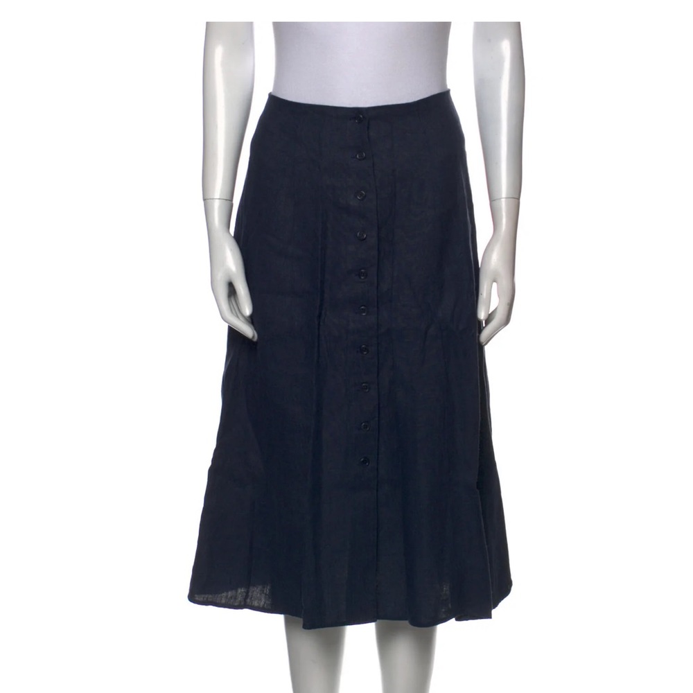 EUC Reformation Navy Linen-like Midi Skirt